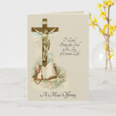 Carte Croix de offre de masse de sympathie catholique (Fleur jaune)