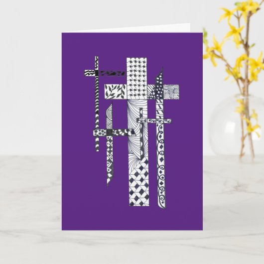 Carte Croix de Pâques Salutation (Fleur jaune)