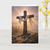 Carte Croix de Pâques sur une colline rocheuse (Fleur jaune)