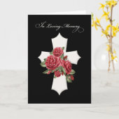 Carte Croix de sympathie religieuse avec des roses rouge (Fleur jaune)