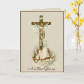 Carte Croix d'offertoire de la messe religieuse catholiq (Fleur jaune)