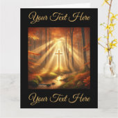 Carte Croix d'or céleste dans la forêt d'automne (Fleur jaune)