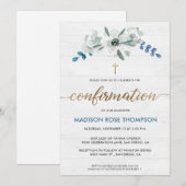 Carte Croix d'or Confirmation de l'aquarelle florale rus (Devant / Derrière)