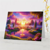 Carte Croix d'or dans un paradis céleste (Fleur jaune)