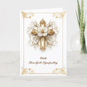 Carte Croix d'or de condoléances basée sur la foi (Devant)