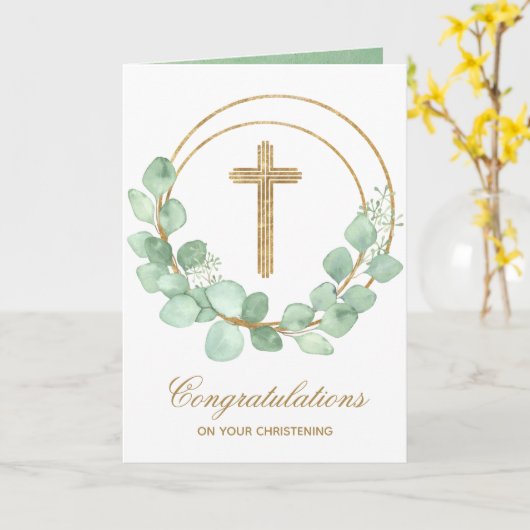 Carte Croix d'or Eucalyptus Christing (Fleur jaune)