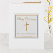 Carte Croix d'or personnalisée Baptême de baptême de béb (Fleur jaune)