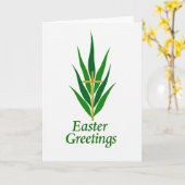 Carte Croix Dorée Feuillage Vert (Fleur jaune)