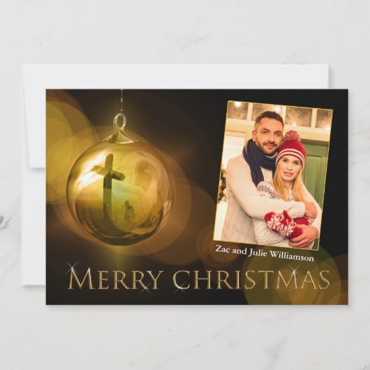 Carte Croix du Christ Ornament Réflexion or Photo (Devant)