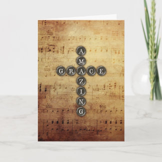 Carte Croix extraordinaire de grâce sur la feuille de