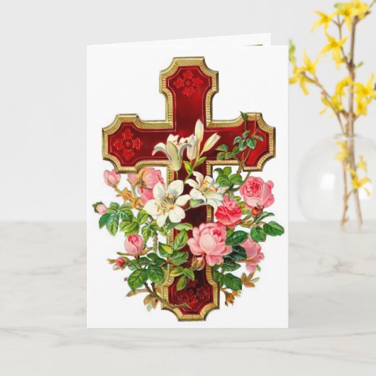 Carte Croix florale (Fleur jaune)