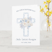 Carte Croix florale Baptême (Fleur jaune)