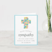 Carte Croix florale jaune bleu condense la sympathie (Devant)