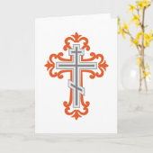 Carte Croix orthodoxe (Fleur jaune)