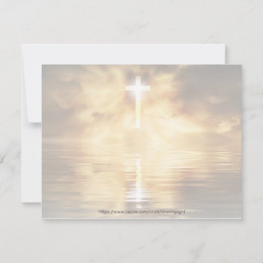 Carte Croix reflété dans l'eau calme, Christ Ressuscité (Dos)