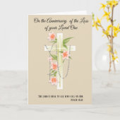 Carte Croix Rosaire Fleur Anniversaire de la mort aimée (Fleur jaune)