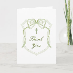 Carte Croix Sainte Crête Ruban Vert Remerciement Religie