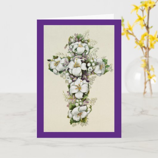 Carte Croix vintage de Pâques (Fleur jaune)