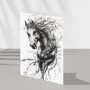 Carte Croquis à main de portrait de cheval
