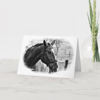 Carte Croquis de cheval noir et blanc