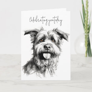 Carte Croquis de chien Terrier pour l'anniversaire