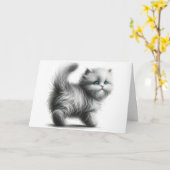 Carte Croquis De Kitten Anniversaire Sur Blanc (Fleur jaune)
