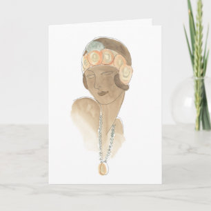 Carte Croquis de mode Flapper - Femme avec pièce à cheve