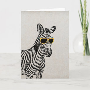 Carte Croquis drôle mignon frais de zèbre avec les
