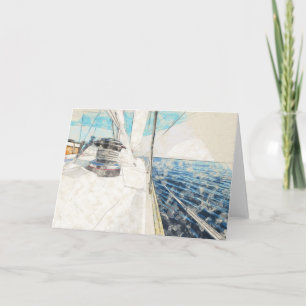 Carte Croquis du voilier surfant à travers la mer