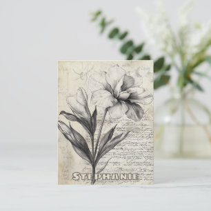 Carte Croquis floral rustique avec calligraphie - âge (3