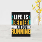 Carte Cross Country Running Life Is Better When Athletic (Fleur jaune)