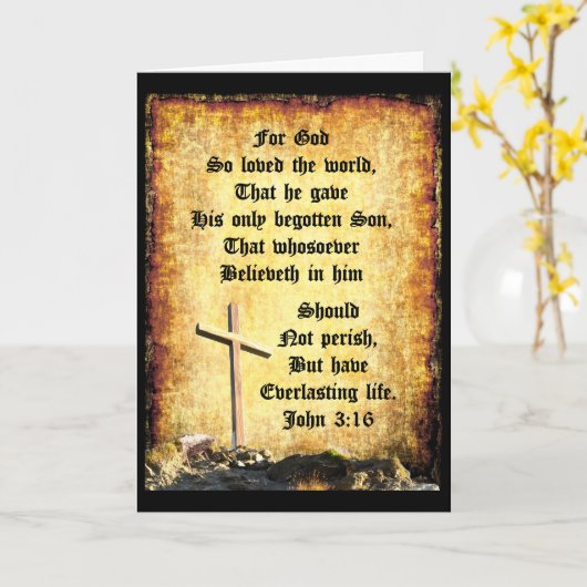 Carte Cross & Manger avec John 3vs16 (Fleur jaune)