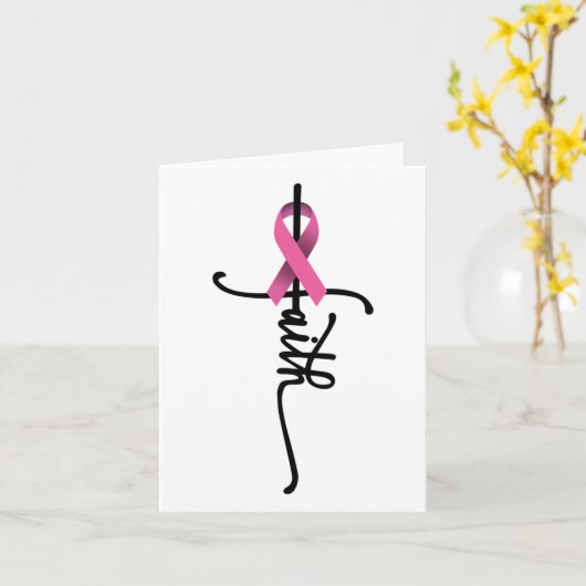 Carte Cross Warrior Survivor Pink Ribbon Cancer du sein (Fleur jaune)