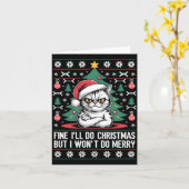 Carte Crossed Arms Cat Funny Christmas Ugly Sweater Long (Fleur jaune)