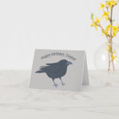 Carte Crow noir sur gris Personnalisé (Fleur jaune)