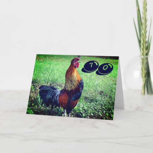 Carte Crowing Rooster Funny 70e anniversaire (Devant)