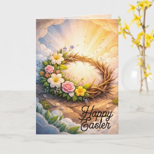 Carte Crown of Thorns Vertical Folded Easter Card (Fleur jaune)