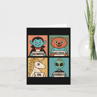 Carte Croyez En Vous-Même_ Adorable Monstre &amp; Alien