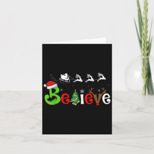 Carte Croyez Noël Arbre Reindeer Père Noël Famille Noël
