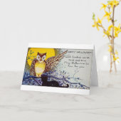 Carte Cru éffrayant Halloween de hibou (Fleur jaune)