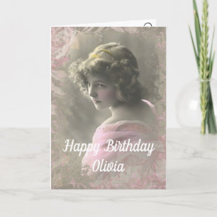 Carte Cru, fille victorienne. Anniversaire