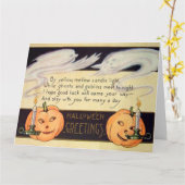 Carte Cru Halloween de bougies de Jack-o'-lantern de (Fleur jaune)