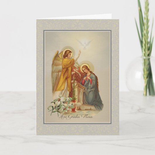 Carte Cru religieux d'annonce d'ange de Vierge Marie (Devant)