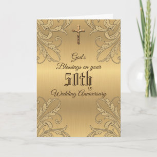 Carte Crucifix de la 50e anniversaire de mariage doré av