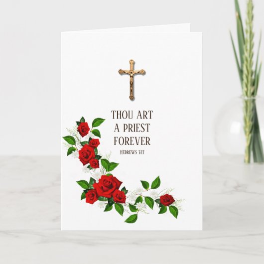 Carte Crucifix de l'Ordination du prêtre catholique (Devant)