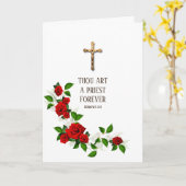 Carte Crucifix de l'Ordination du prêtre catholique (Fleur jaune)