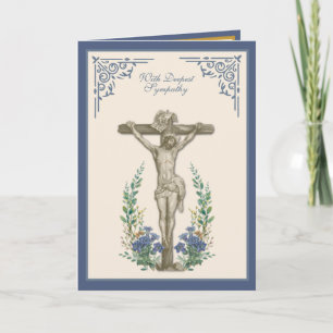 Carte Crucifix de sympathie catholique traditionnel avec