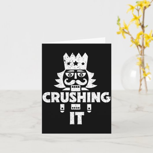 Carte Crushing It Nutcracker Funny Retro Christmas Festi (Fleur jaune)