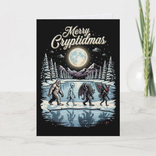 Carte Cryptide Noël Bigfoot Alien Mothman