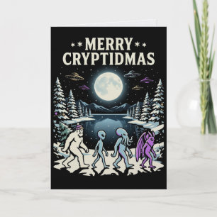 Carte Cryptide Noël Bigfoot Mothman Alien